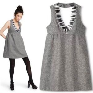 Anna Sui For Target Gray Tweed Metallic Fringe Dress Size S